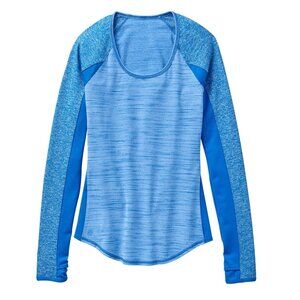 Athleta Running Wild Mix Crew Tee Sz Small Macaw Blue Heather Long Sleeve 138097